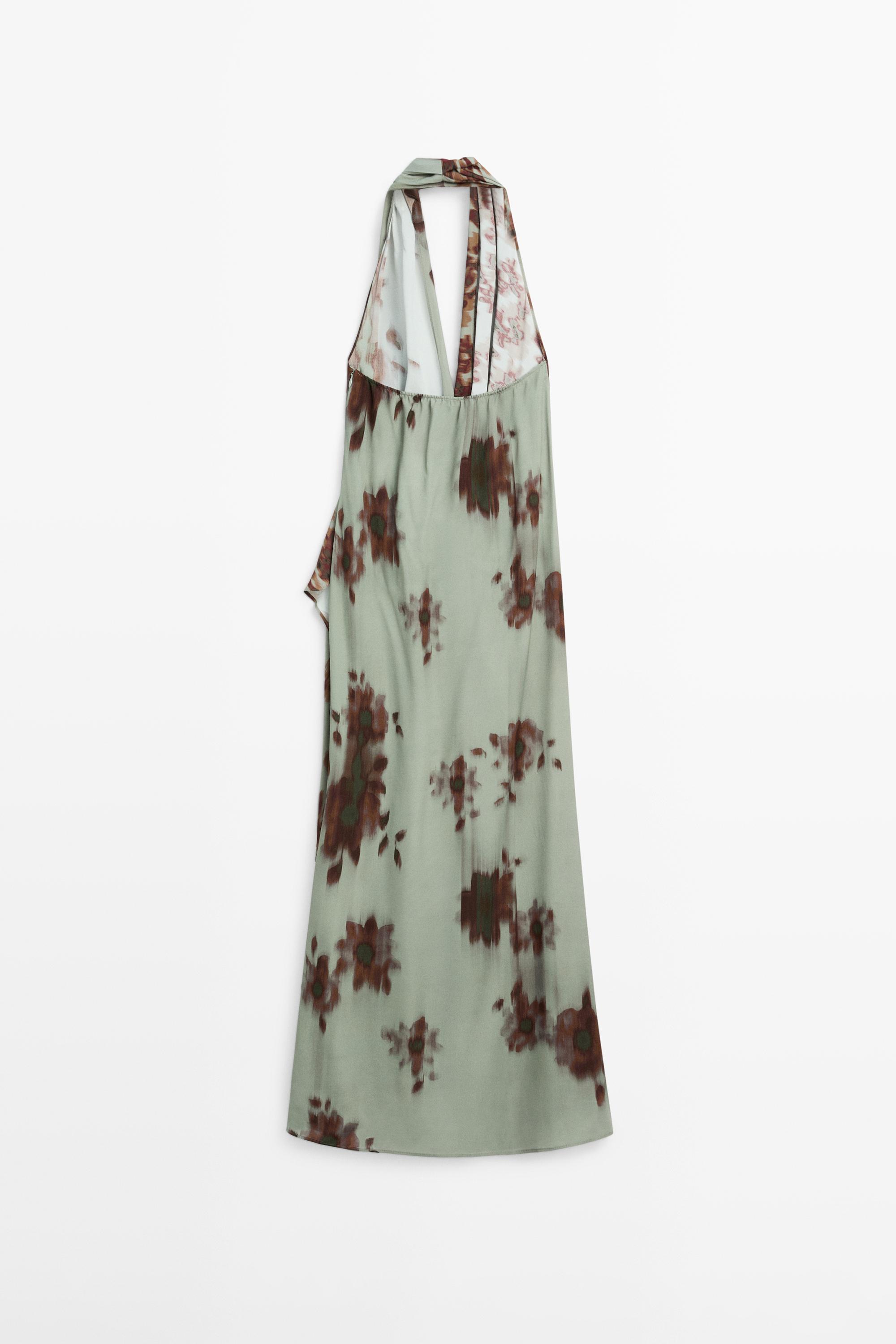 Printed halter midi dress